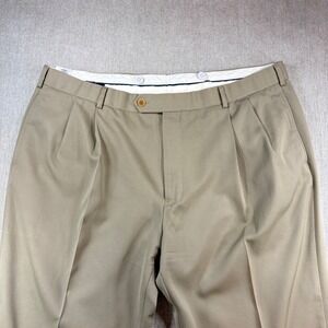 Brooks Brothers Madison Khaki Pleated Cuffed Dress Pants Mens W42 L30 Tailored